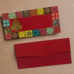 Traditional Printed Velvet Finish Shagun Envelopes, Magenta Red