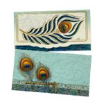 Vanya Creations Paper Peacock Feather Die Cut Matte Finish Shagun Envelopes