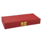 Vanya Creations Decorative Shagun Cash Gift Box for Money Gaddi, Jewellery, Gifting Sagan Wedding Occasion, Red Color Dot Pattern, Set of 1, Leatherette Finish Rectangle Shape