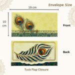 Vanya Creations Peacock Feather Die Cut Matte Finish Shagun Envelopes