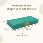 Vanya Creations Decorative Shagun Cash Gift Box for Money Gaddi, Jewellery, Gifting Sagan Wedding Occasion, Turquoise Green Color Dot Pattern, Set of 1, Leatherette Finish Rectangle Shape
