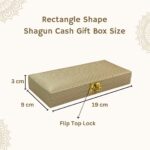 Vanya Creations Decorative Shagun Cash Gift Box for Money Gaddi, Jewellery, Gifting Sagan Wedding Occasion, Gold Color Dot Pattern, Set of 1, Leatherette Finish Rectangle Shape