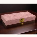 Vanya Creations Decorative Shagun Cash Gift Box for Money Gaddi, Jewellery, Gifting Sagan Wedding Occasion, Baby Pink Color Dot Pattern, Set of 1, Leatherette Finish Rectangle Shape
