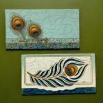 Vanya Creations Paper Peacock Feather Die Cut Matte Finish Shagun Envelopes