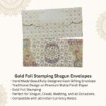 Vanya Creations Paper Flower Printed Matte Finish Shagun Envelopes Tuck Flap Lifafa for Gifting Sagan Wedding Occasion Cash Money, 19.5 X 9.5 cm, Gold Foil Stamping, Multicolor