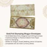 Vanya Creations Paper Traditional Printed Matte Finish Shagun Envelopes Tuck Flap Lifafa for Gifting Sagan Wedding Occasion Cash Money, 19.5 X 9.5 cm, Gold Foil Stamping, Multicolor