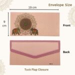 Vanya Creations Paper Elephant Printed Velvet Finish Shagun Envelopes Lifafa for Gifting Sagan Wedding Occasion Cash Money, 19 X 9 cm, Gold Foil Stamping, Baby Pink Color