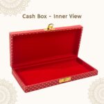 Vanya Creations Decorative Shagun Cash Gift Box for Money Gaddi, Jewellery, Gifting Sagan Wedding Occasion, Red Color Dot Pattern, Set of 1, Leatherette Finish Rectangle Shape