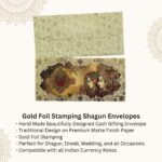 Vanya Creations Paper Groom Bride Printed Matte Finish Shagun Envelopes Tuck Flap Lifafa for Gifting Sagan Wedding Occasion Cash Money, 19.5 X 9.5 cm, Gold Foil Stamping, Multicolor