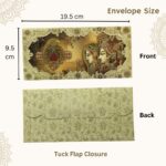 Vanya Creations Paper Groom Bride Printed Matte Finish Shagun Envelopes Tuck Flap Lifafa for Gifting Sagan Wedding Occasion Cash Money, 19.5 X 9.5 cm, Gold Foil Stamping, Multicolor