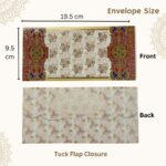 Vanya Creations Paper Floral Printed Matte Finish Shagun Envelopes Tuck Flap Lifafa for Gifting Sagan Wedding Occasion Cash Money, 19.5 X 9.5 cm, Gold Foil Stamping, Multicolor