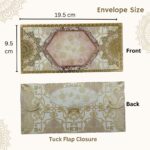 Vanya Creations Paper Traditional Printed Matte Finish Shagun Envelopes Tuck Flap Lifafa for Gifting Sagan Wedding Occasion Cash Money, 19.5 X 9.5 cm, Gold Foil Stamping, Multicolor