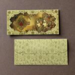 Vanya Creations Paper Groom Bride Printed Matte Finish Shagun Envelopes Tuck Flap Lifafa for Gifting Sagan Wedding Occasion Cash Money, 19.5 X 9.5 cm, Gold Foil Stamping, Multicolor