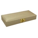 Vanya Creations Decorative Shagun Cash Gift Box for Money Gaddi, Jewellery, Gifting Sagan Wedding Occasion, Gold Color Dot Pattern, Set of 1, Leatherette Finish Rectangle Shape
