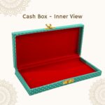 Vanya Creations Decorative Shagun Cash Gift Box for Money Gaddi, Jewellery, Gifting Sagan Wedding Occasion, Turquoise Green Color Dot Pattern, Set of 1, Leatherette Finish Rectangle Shape