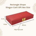 Vanya Creations Decorative Shagun Cash Gift Box for Money Gaddi, Jewellery, Gifting Sagan Wedding Occasion, Red Color Dot Pattern, Set of 1, Leatherette Finish Rectangle Shape