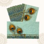 Vanya Creations Paper Peacock Feather Die Cut Matte Finish Shagun Envelopes