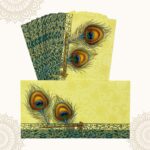 Vanya Creations Peacock Feather Die Cut Matte Finish Shagun Envelopes