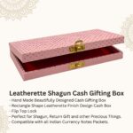 Vanya Creations Decorative Shagun Cash Gift Box for Money Gaddi, Jewellery, Gifting Sagan Wedding Occasion, Baby Pink Color Dot Pattern, Set of 1, Leatherette Finish Rectangle Shape