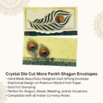 Vanya Creations Peacock Feather Die Cut Matte Finish Shagun Envelopes