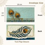 Vanya Creations Paper Peacock Feather Die Cut Matte Finish Shagun Envelopes