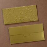 Vanya Creations Paper Embossed Flower Printed Metallic Finish Shagun Envelopes Tuck Flap Lifafa for Gifting Sagan Wedding Occasion Cash Money, 19 X 9 cm, Foil Stamping, Gold Color