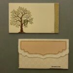 Vanya Creations Paper Tree Printed Velvet Finish Pocket Size Shagun Envelopes Tuck Flap Lifafa for Gifting Sagan Wedding Occasion Cash Money, 13 X 8 cm, Gold Foil Stamping, Cream Color