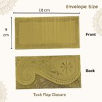 Vanya Creations Pack of 20 Paper Ambi Design Cut Metallic Finish Shagun Envelopes for Gifting Sagan Lifafa Wedding Occasion Cash Money, 18 X 9 cm, Gold Color