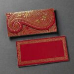 Vanya Creations Pack of 20 Paper Ambi Design Cut Metallic Finish Shagun Envelopes for Gifting Sagan Lifafa Wedding Occasion Cash Money, 18 X 9 cm, Maroon Color
