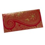 Vanya Creations Pack of 20 Paper Ambi Design Cut Metallic Finish Shagun Envelopes for Gifting Sagan Lifafa Wedding Occasion Cash Money, 18 X 9 cm, Maroon Color