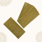 Vanya Creations Paper Embossed Flower Printed Metallic Finish Shagun Envelopes Tuck Flap Lifafa for Gifting Sagan Wedding Occasion Cash Money, 19 X 9 cm, Foil Stamping, Gold Color