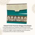 Vanya Creations Paper Traditional Velvet Finish Shagun Envelopes Tuck Flap Lifafa for Gifting Sagan Wedding Occasion Cash Money