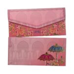 Vanya Creations Paper Umbrella Printed Velvet Finish Shagun Envelopes Lifafa for Gifting Sagan Wedding Occasion Cash Money, 19 X 9 cm, Gold Foil Stamping, Pink Color