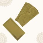 Vanya Creations Pack of 20 Paper Ambi Design Cut Metallic Finish Shagun Envelopes for Gifting Sagan Lifafa Wedding Occasion Cash Money, 18 X 9 cm, Gold Color