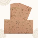 Vanya Creations Paper Embossed Flower Printed Metallic Finish Shagun Envelopes Tuck Flap Lifafa for Gifting Sagan Wedding Occasion Cash Money, 19 X 9 cm, Foil Stamping, Baby Pink Color