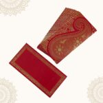 Vanya Creations Pack of 20 Paper Ambi Design Cut Metallic Finish Shagun Envelopes for Gifting Sagan Lifafa Wedding Occasion Cash Money, 18 X 9 cm, Maroon Color