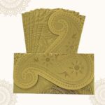 Vanya Creations Pack of 20 Paper Ambi Design Cut Metallic Finish Shagun Envelopes for Gifting Sagan Lifafa Wedding Occasion Cash Money, 18 X 9 cm, Gold Color