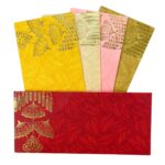 Rectangle Shape Metallic Paper Shagun Envelopes for Gifting Sagan Lifafa Wedding Occasion Cash Money, 18 X 8 cm, Multicolored 5 Colours