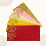 Rectangle Shape Metallic Paper Shagun Envelopes for Gifting Sagan Lifafa Wedding Occasion Cash Money, 18 X 8 cm, Multicolored 5 Colours