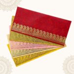 Rectangle Shape Metallic Paper Shagun Envelopes for Gifting Cash Sagan Lifafa Wedding Occasion Money, 18 X 8 cm, Multicolored 5 Colours