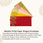 Rectangle Shape Metallic Paper Shagun Envelopes for Gifting Sagan Lifafa Wedding Occasion Cash Money, 18 X 8 cm, Multicolored 5 Colours