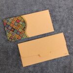Paper Curve Traditional Printed Velvet Finish Shagun Envelopes Lifafa for Gifting Sagan Wedding Occasion Cash Money, 19 X 9.5 cm, Pack of 10, Gold Foil Stamping, Peach Color