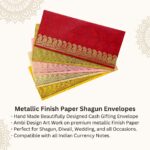 Rectangle Shape Metallic Paper Shagun Envelopes for Gifting Cash Sagan Lifafa Wedding Occasion Money, 18 X 8 cm, Multicolored 5 Colours