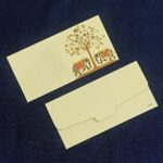 Elephant Printed Velvet Finish Shagun Envelopes Tuck Flap Lifafa for Gifting Sagan Wedding Occasion Cash Money, 19 X 9.5 cm, Pack of 10, Gold Foil Stamping, Cream Color