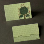 Paper Tree Printed Matte Finish Pocket Size Shagun Envelopes Tuck Flap Lifafa for Gifting Sagan Wedding Occasion Cash Money, 13 X 8 cm, Gold Foil Stamping, Light Green Color