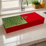 Decorative Shagun Cash Gift Box for Money Gaddi, Jewellery, Gifting Sagan Wedding Occasion, Red Golden Color, Set of 1, Half Cut Design Rectangle Shape