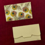 Morpankh Printed Matte Finish Pocket Size Shagun Envelopes, Cream Golden Color