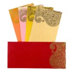 Rectangle Shape Metallic Paper Shagun Envelopes for Gifting Cash Sagan Lifafa Wedding Occasion Money, 18 X 8 cm