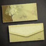 Vanya Creations Pack of 20, Old Tree Design Rectangle Shape Matte Finish Paper Shagun Envelopes for Gifting Cash Sagan Lifafa Wedding Money, 19 X 9 cm, Light Yellow Color