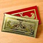 Rectangle Shape Leatherette Material with Acrylic Cut Peacock Design Shagun Envelopes for Gifting Cash Sagan Lifafa Wedding Money, 19 X 10 cm, Golden